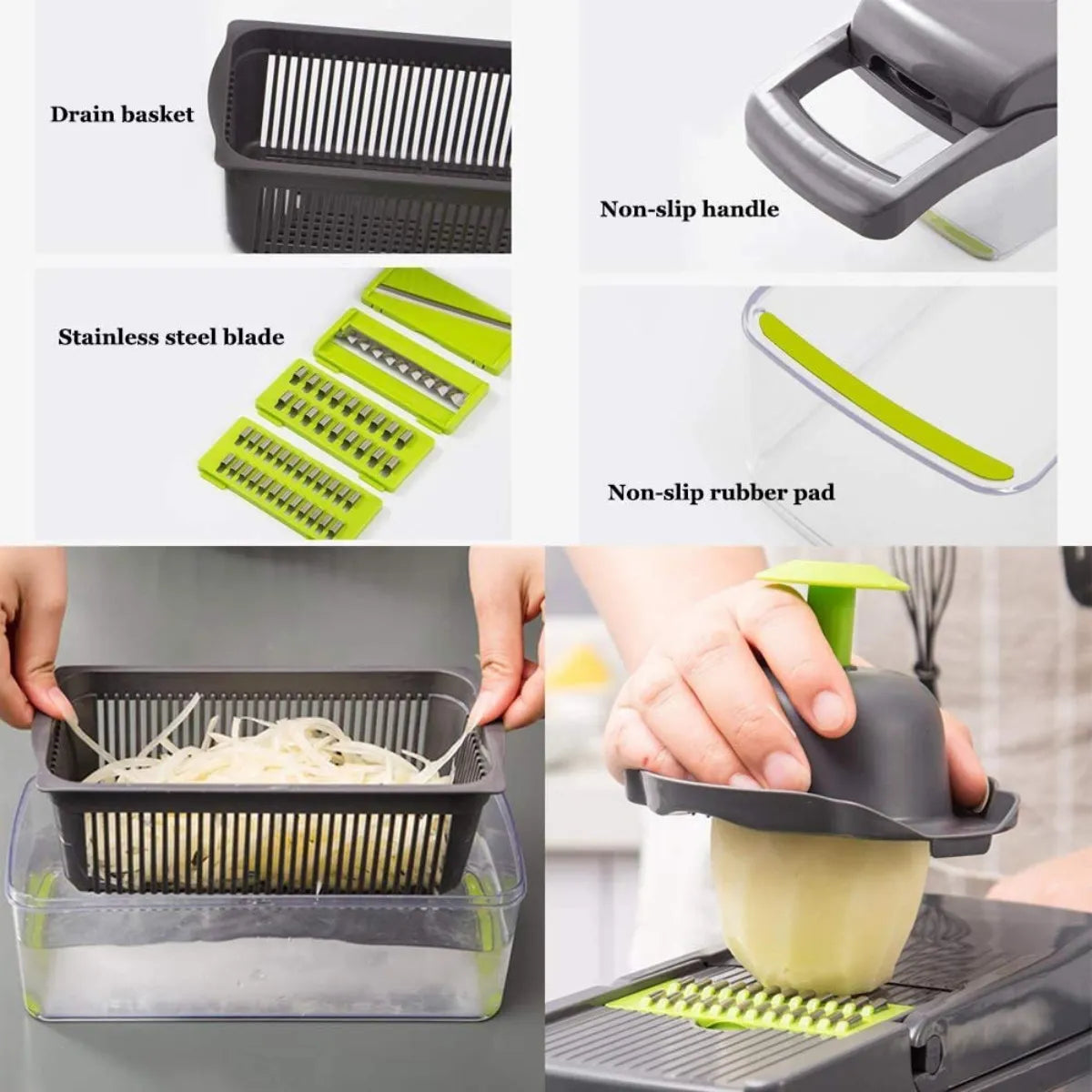 Vegetable Chopper: Multi-Functional Slicer, Dicer & Spiralizer with Container